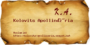 Kolovits Apollinária névjegykártya